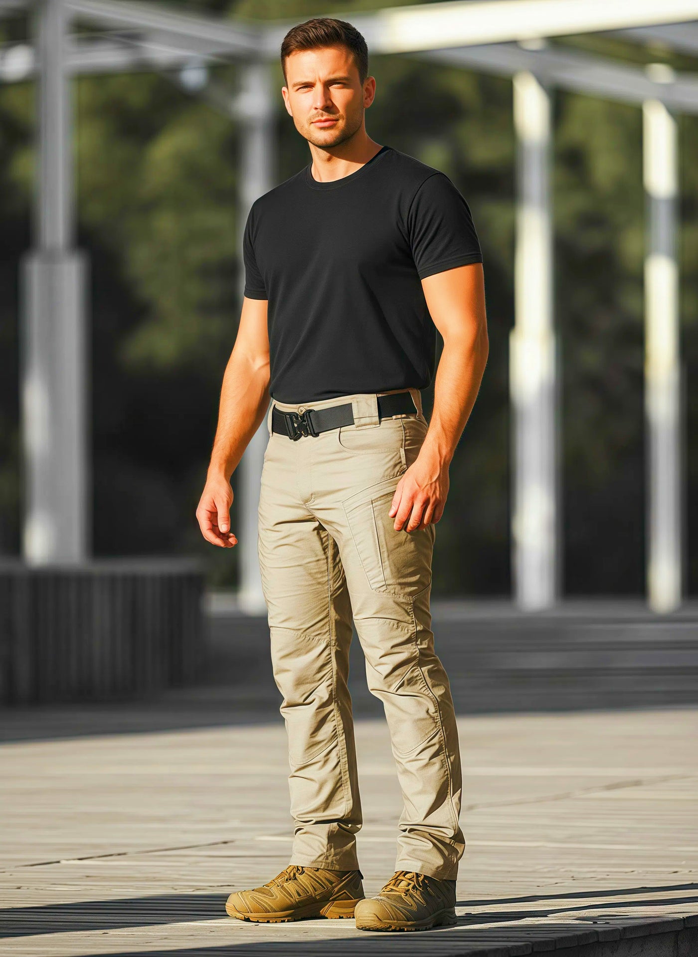 Men's Olive Green Tactical Cargo Pants | Heavy-Duty Work Pants with Adjustable Straps & Reinforced Pockets