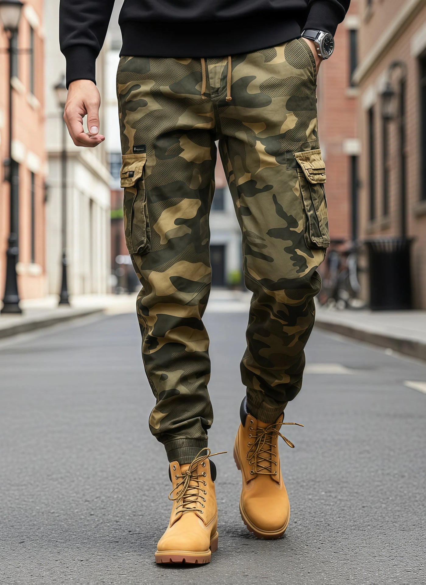 Men's Camouflage Cargo Pants - Y2K Hip-Hop Style with Elastic Waist