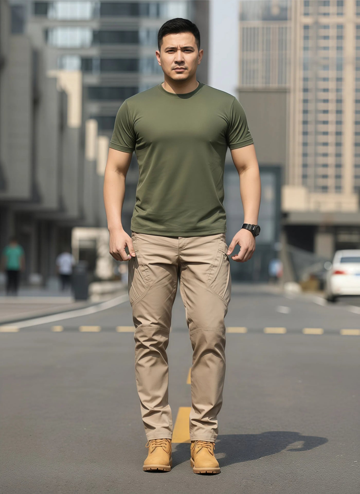 Men's Olive Green Tactical Cargo Pants – Durable, Multi-Pocket Outdoor Wear
