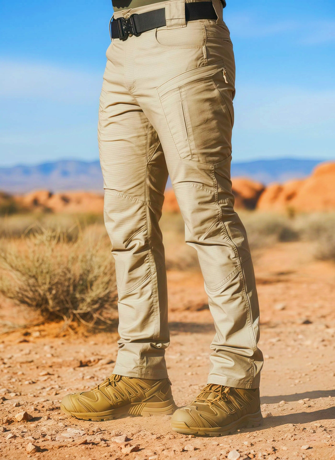 Men's Olive Green Tactical Cargo Pants | Heavy-Duty Work Pants with Adjustable Straps & Reinforced Pockets