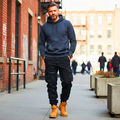Men's Beige Cargo Pants for Business Casual & Office Wear | Utility Pants with Multiple Pockets