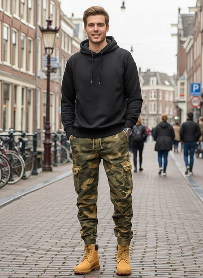 Men's Camouflage Cargo Pants - Y2K Hip-Hop Style with Elastic Waist
