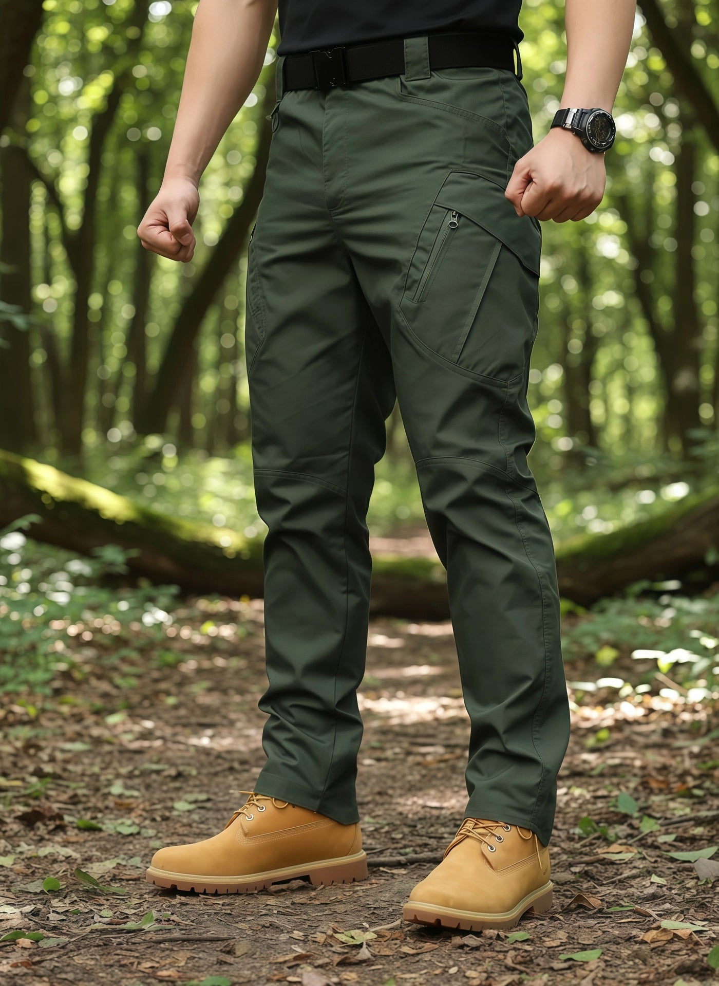Men's Olive Green Tactical Cargo Pants – Durable, Multi-Pocket Outdoor Wear
