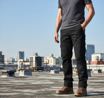Men's Tactical Pants - Loose Fit Cotton Overalls with Large Pockets, Elastic Waist for Work & Outdoor Sports