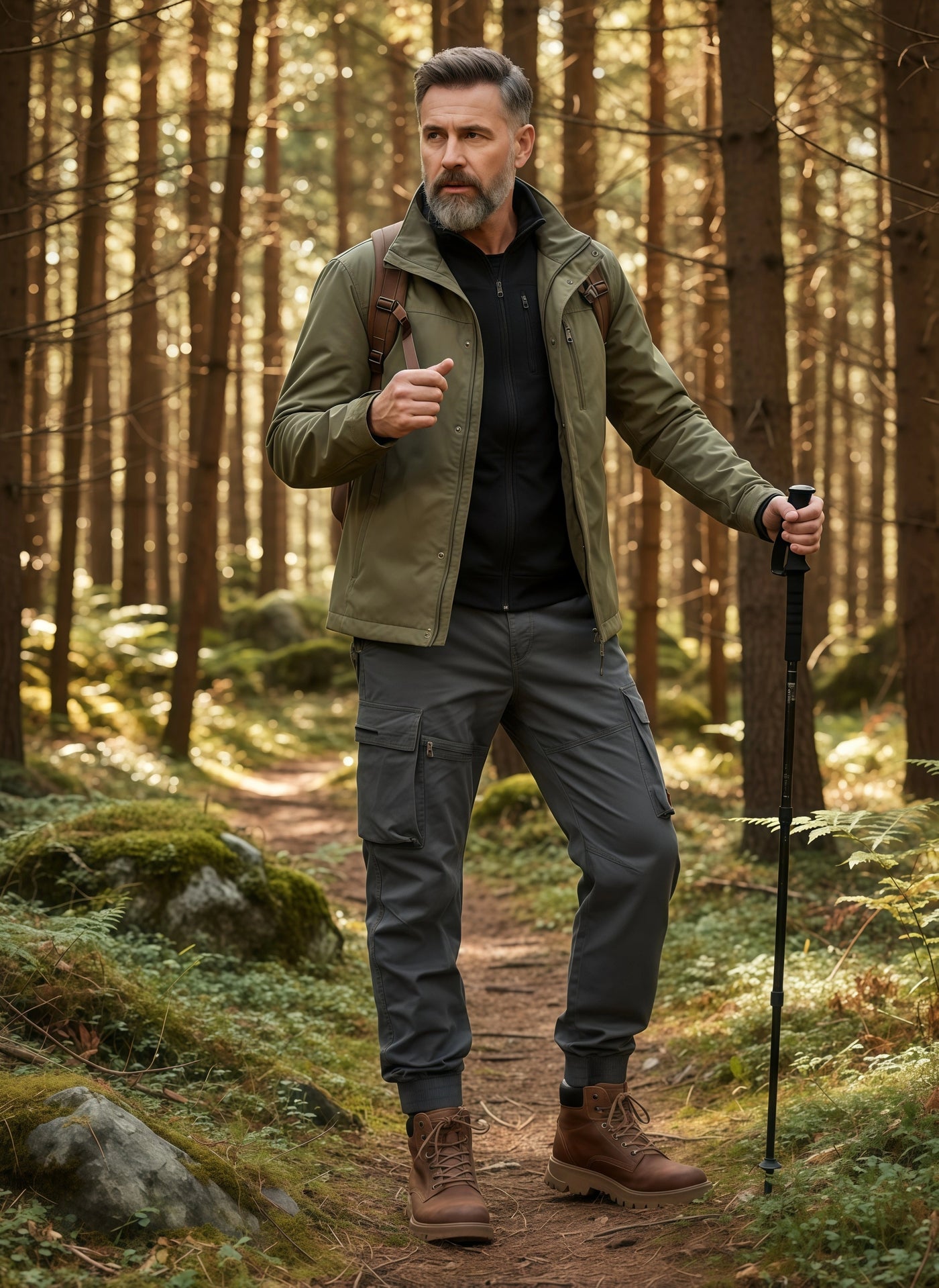 Men's Beige Cargo Pants for Business Casual & Office Wear | Utility Pants with Multiple Pockets