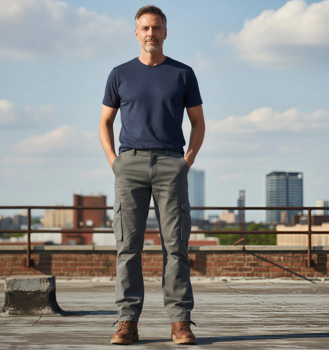 Men's Tactical Pants - Loose Fit Cotton Overalls with Large Pockets, Elastic Waist for Work & Outdoor Sports