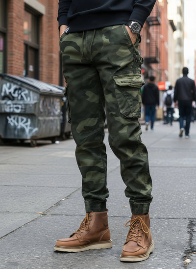 Men's Camouflage Cargo Pants - Y2K Hip-Hop Style with Elastic Waist