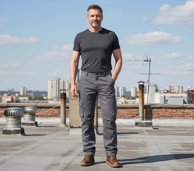 Men's Tactical Pants - Loose Fit Cotton Overalls with Large Pockets, Elastic Waist for Work & Outdoor Sports