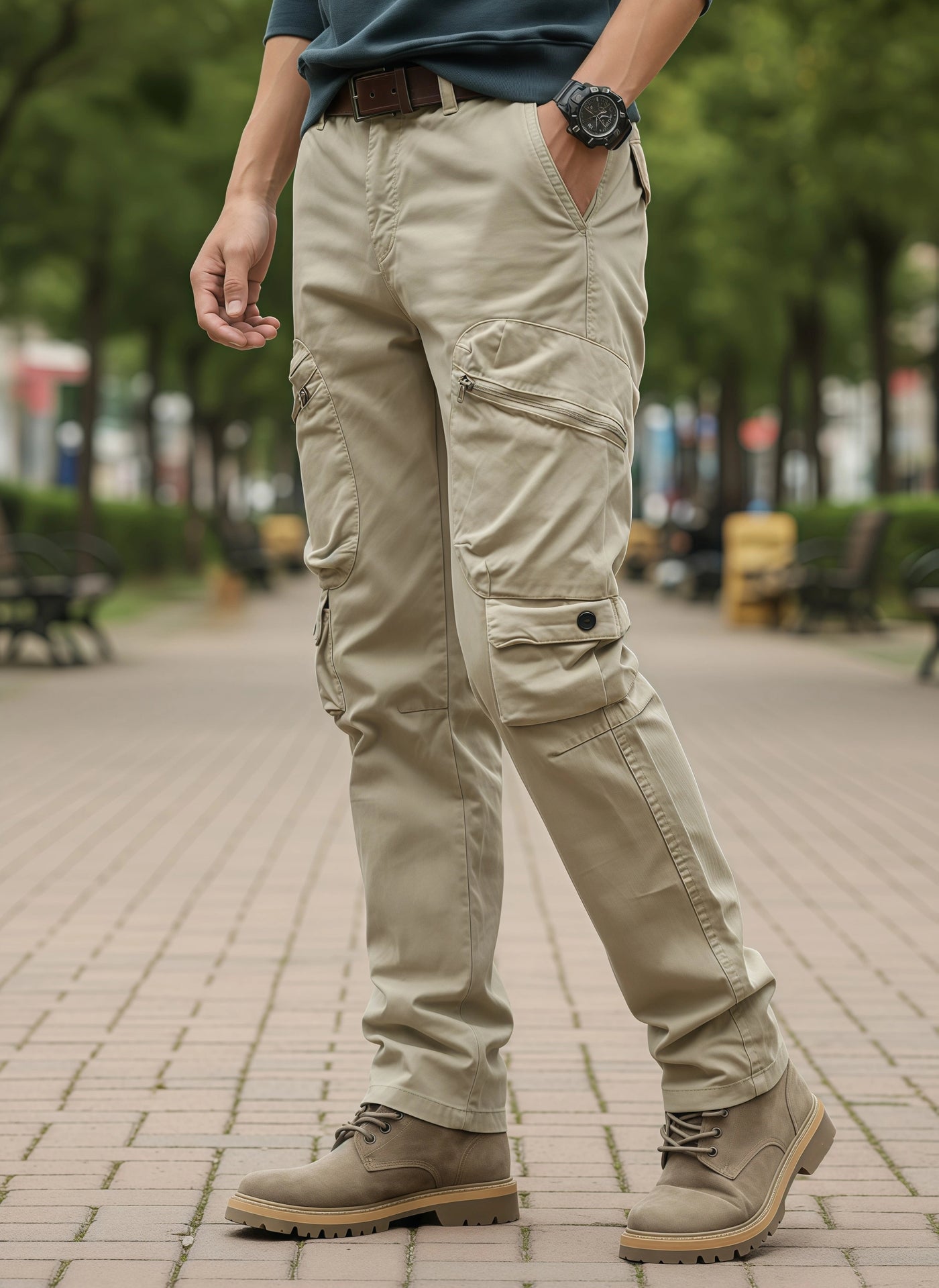 Men's Casual Cargo Pants | Loose Fit Streetwear with Utility Pockets