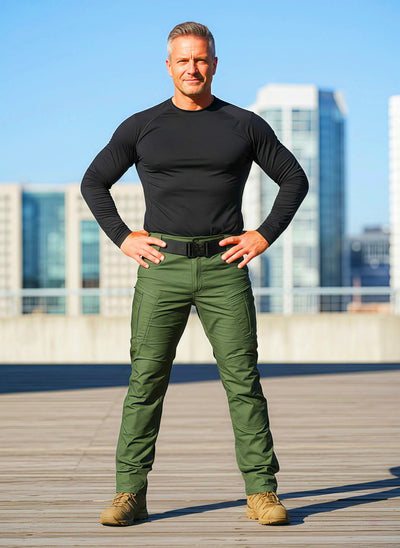 Men's Olive Green Tactical Cargo Pants | Heavy-Duty Work Pants with Adjustable Straps & Reinforced Pockets