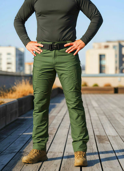 Men's Olive Green Tactical Cargo Pants | Heavy-Duty Work Pants with Adjustable Straps & Reinforced Pockets