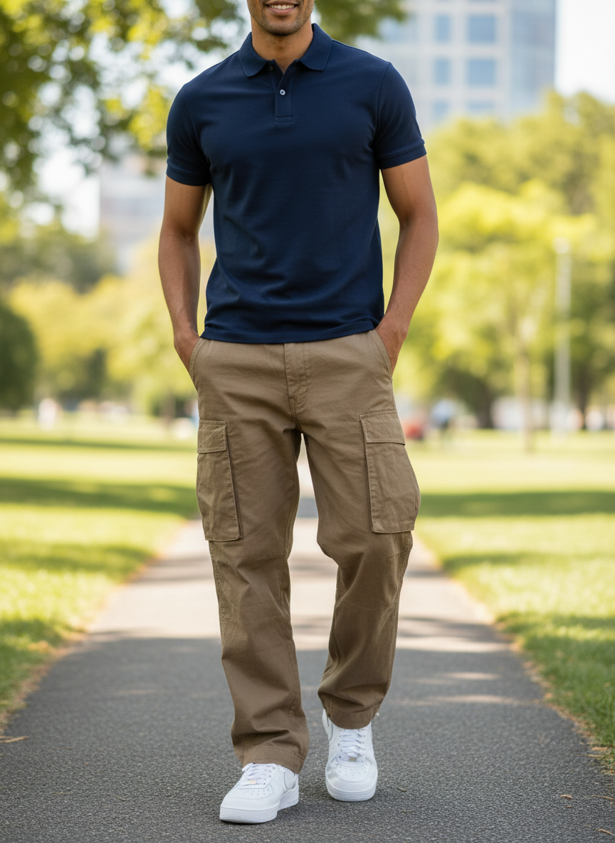 Men's Classic Utility Cargo Pants – Relaxed Fit Cotton Trousers with Multi Pockets, Durable Everyday Wear for Work, Travel & Outdoor Activities | Men’s Cargo Pants | Tavrix