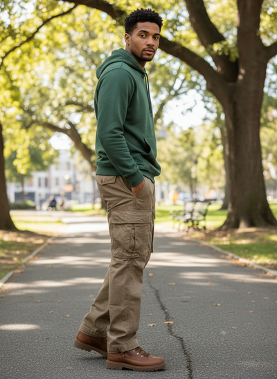 Men's Classic Utility Cargo Pants – Relaxed Fit Cotton Trousers with Multi Pockets, Durable Everyday Wear for Work, Travel & Outdoor Activities | Men’s Cargo Pants | Tavrix