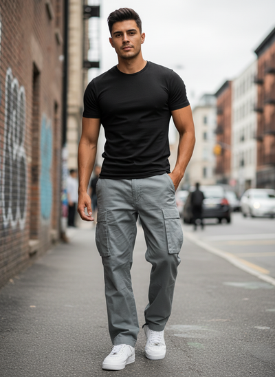 Men's Classic Utility Cargo Pants – Relaxed Fit Cotton Trousers with Multi Pockets, Durable Everyday Wear for Work, Travel & Outdoor Activities | Men’s Cargo Pants | Tavrix
