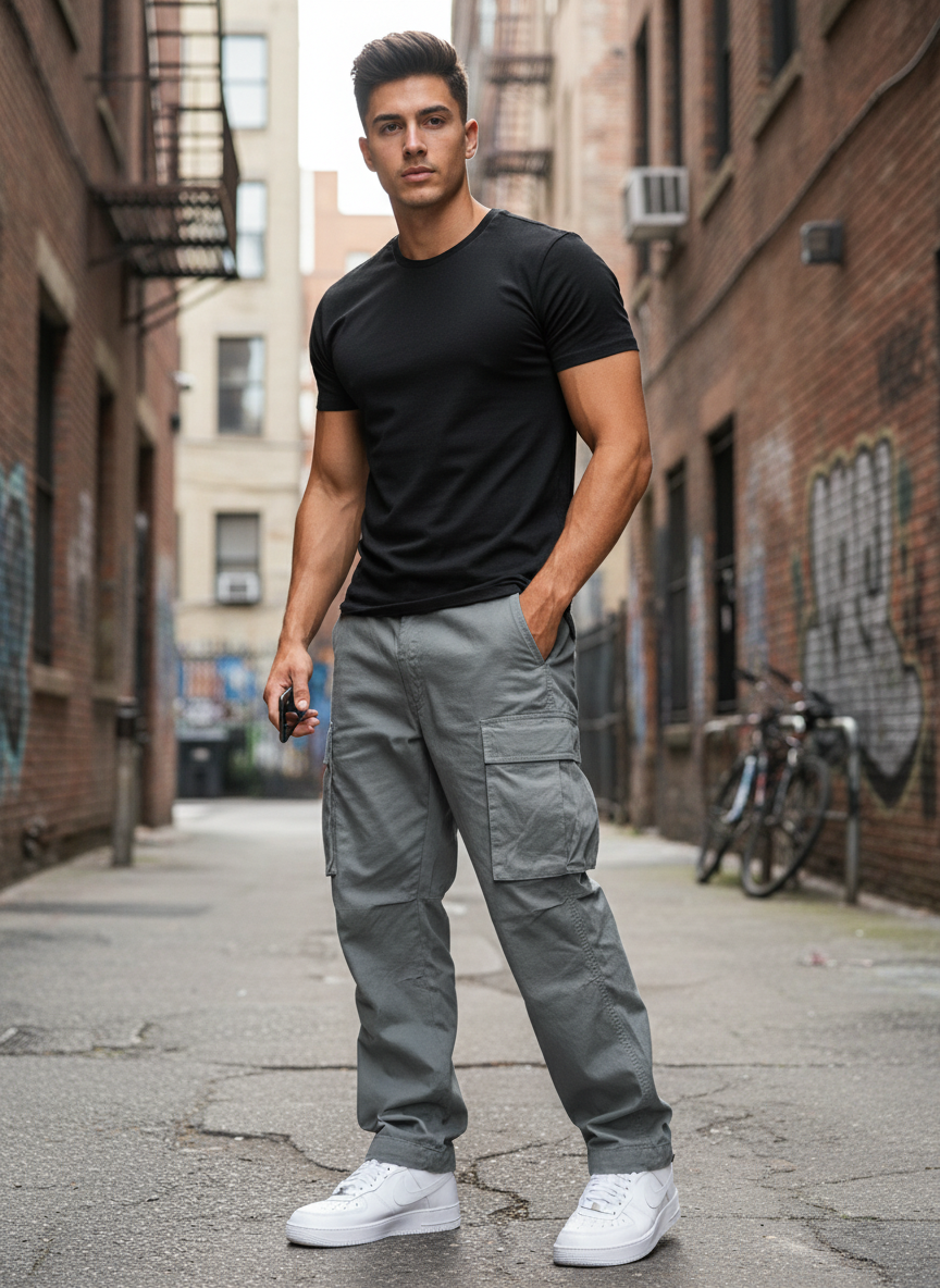 Men's Classic Utility Cargo Pants – Relaxed Fit Cotton Trousers with Multi Pockets, Durable Everyday Wear for Work, Travel & Outdoor Activities | Men’s Cargo Pants | Tavrix