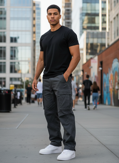 Men's Classic Utility Cargo Pants – Relaxed Fit Cotton Trousers with Multi Pockets, Durable Everyday Wear for Work, Travel & Outdoor Activities | Men’s Cargo Pants | Tavrix