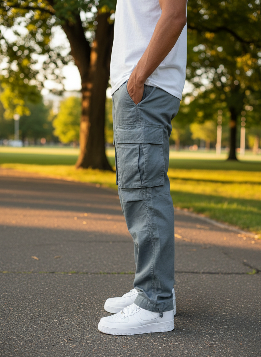 Men's Classic Utility Cargo Pants – Relaxed Fit Cotton Trousers with Multi Pockets, Durable Everyday Wear for Work, Travel & Outdoor Activities | Men’s Cargo Pants | Tavrix