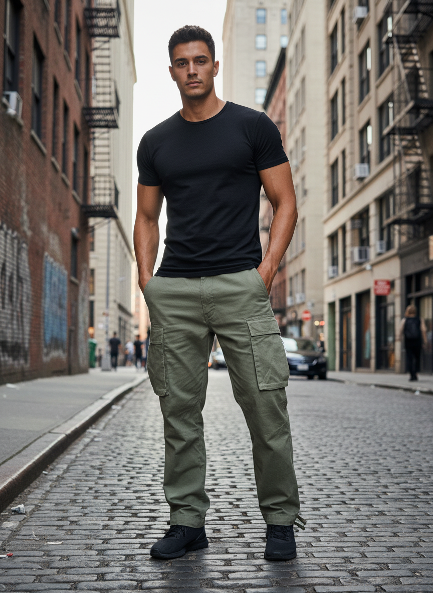 Men's Classic Utility Cargo Pants – Relaxed Fit Cotton Trousers with Multi Pockets, Durable Everyday Wear for Work, Travel & Outdoor Activities | Men’s Cargo Pants | Tavrix