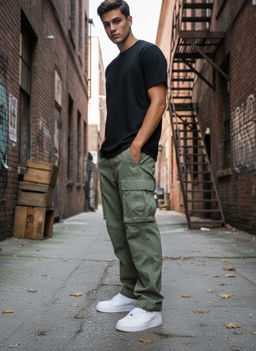 Men's Classic Utility Cargo Pants – Relaxed Fit Cotton Trousers with Multi Pockets, Durable Everyday Wear for Work, Travel & Outdoor Activities | Men’s Cargo Pants | Tavrix