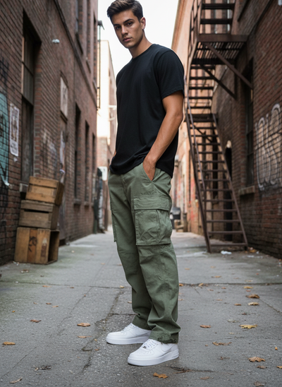 Men's Classic Utility Cargo Pants – Relaxed Fit Cotton Trousers with Multi Pockets, Durable Everyday Wear for Work, Travel & Outdoor Activities | Men’s Cargo Pants | Tavrix