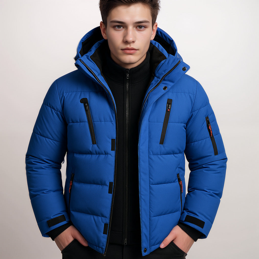 Men’s Winter Jacket Waterproof Warm Padded Coat with Hood Modern Fit Windproof Outdoor Jacket Comfortable Casual Men’s Coat